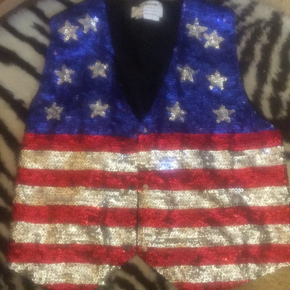 Play sequin vest. Black adjustable backing.